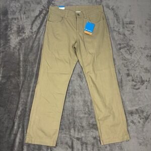 Columbia Pants‎ Men's 32x30 Five Pocket Regular Fit Beige Cotton Omni-Shade Logo